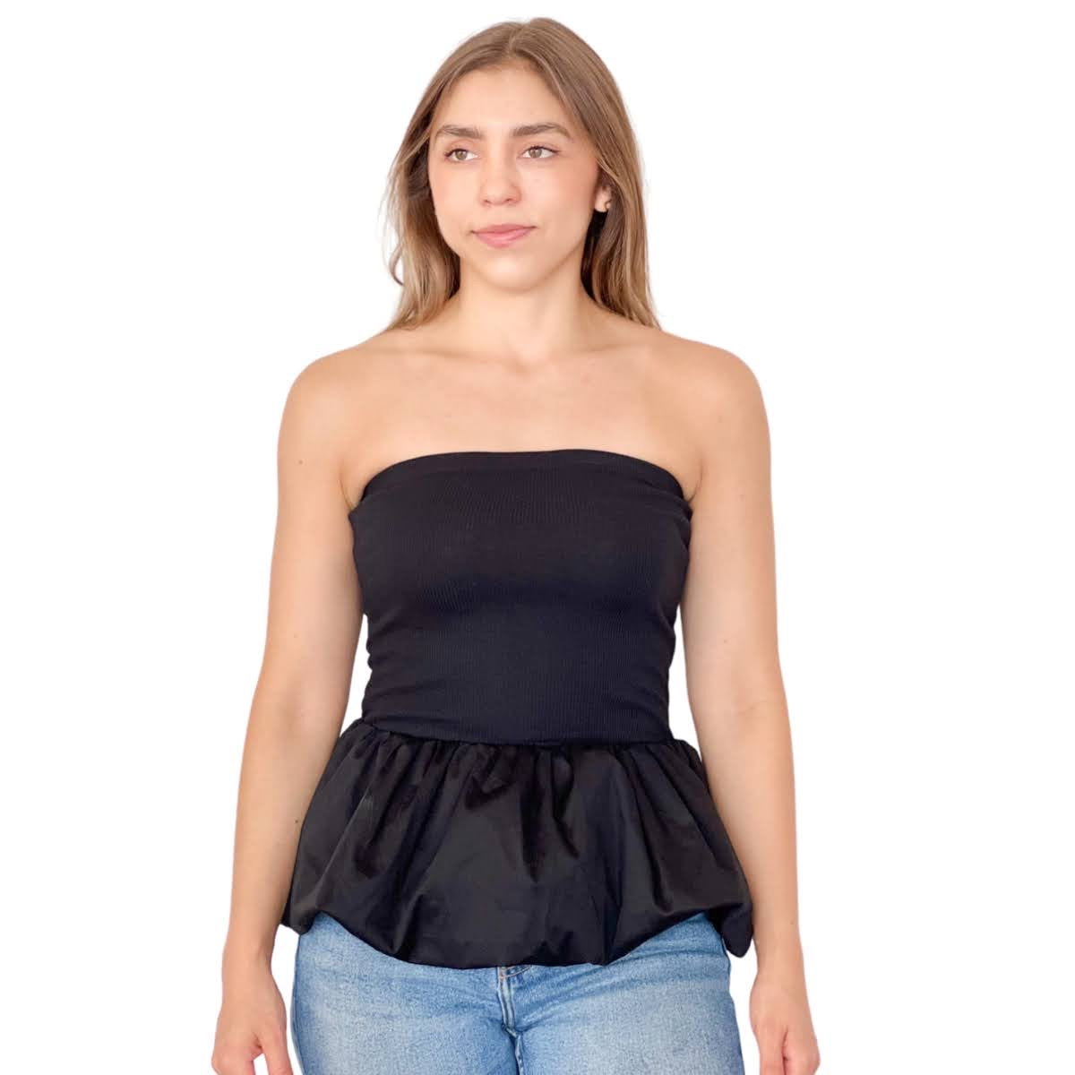 Blusa bandeau globo